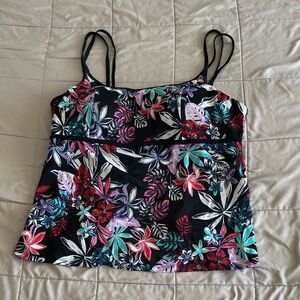 Floral Black Tankini Swimsuit Top - Swimsuits for All - Size 18